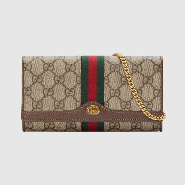 GUCCI グッチ コピー☆オフィディア GG チェーンウォレット ブラウン 9090213